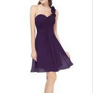 EVER PRETTY One Shoulder Chiffon Dress Purple Size 4